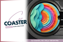 Colorful paper rainbow over ocean waves Car Coaster Product Image 1