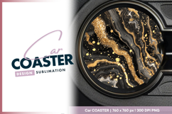Black and gold abstract round car coaster png Product Image 1