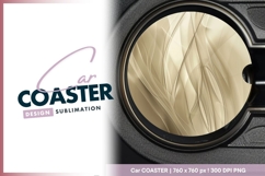 Elegant golden abstract round car coaster png Product Image 1