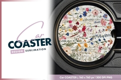 Floral pattern round car coaster png Product Image 1