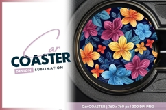 Colorful floral pattern round car coaster png Product Image 1