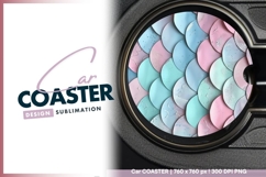 Mermaid scale seamless pattern texture round car coaster Product Image 1