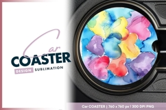 Watercolor hearts round car coaster png design Product Image 1