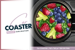 Berry mix with avocado round car coaster Product Image 1