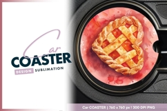 Watercolor heart pie round car coaster png Product Image 1