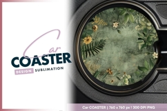 Botanical round background for car coaster png Product Image 1
