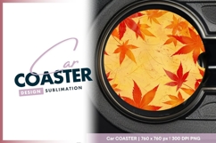 Maple leaves autumn circle round car coaster Product Image 1