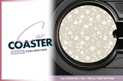 Floral pattern round car coaster png Product Image 1