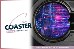 Abstract glowing particles round car coaster png Product Image 1