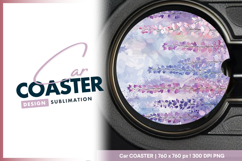Watercolor wisteria floral background round car coaster png Product Image 1