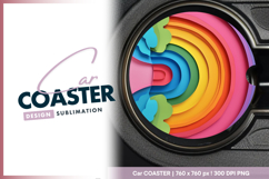Colorful paper art rainbow landscape car coaster Product Image 1