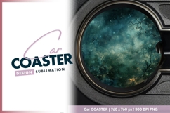 Dreamy celestial circle design round car coaster Product Image 1