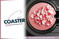 Pink round car coaster with hearts round car coaster Product Image 1