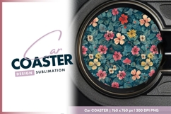 Floral round car coaster png background Product Image 1
