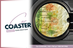 Watercolor autumn forest round car coaster png Product Image 1