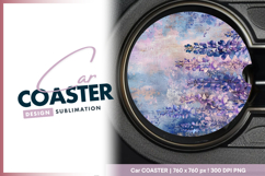Wisteria floral design round car coaster png Product Image 1
