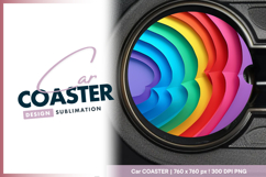 Colorful rainbow hearts arches round car coaster Product Image 1
