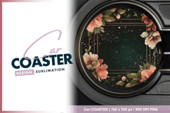 Elegant floral frame on dark background design car coaster Product Image 1