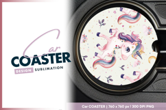 Pastel unicorn seamless pattern round car coaster png Product Image 1