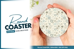 Circular Pattern of Pastel Blue Gray and Round Coaster Png Product Image 1