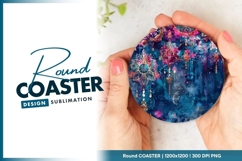 Round Coaster Png with Floral Mandala Design Product Image 1