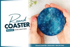 Blue Floral Paisley Design Round Coaster Png Product Image 1