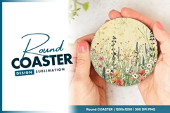 Watercolor Wildflower Meadow Round Coaster Png Product Image 1