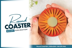 Orange Sunburst Design with Creamy Center on Round Coaster Product Image 1