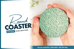 Mint Green Swirl Pattern Round Coaster Png Product Image 1