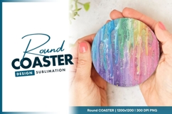 Rainbow Dripping Paint Round Coaster Png Product Image 1