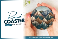 Abstract Mountain Landscape Illustration in a Round Coaster Product Image 1
