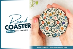 Floral Pattern Round Coaster Illustration Product Image 1