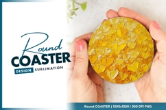 Textured Yellow Heart Shapes on Round Coaster Png Product Image 1