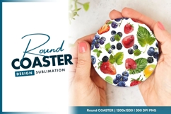 Strawberries Blueberries Round Coaster Png Product Image 1