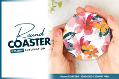 Floral Watercolor Design Round Coaster Png Product Image 1