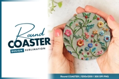 Embroidered Floral Design in a Round Coaster Product Image 1