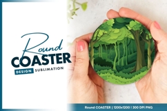 Forest Scene Illustration with Layered Green Round Coaster Product Image 1