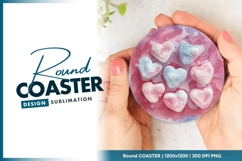 Heart- Shaped Marshmallows on Pink Watercolor Round Coaster Product Image 1