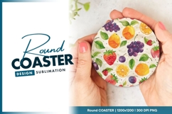 Watercolor Fruit Pattern Round Coaster Png Product Image 1