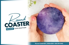 Round Purple and Blue Watercolor Round Coaster Png Design Product Image 1