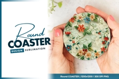 Colorful Floral Embroidery Round Coaster Png Product Image 1