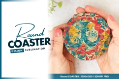 Colorful Floral Patterned Round Coaster Png Product Image 1