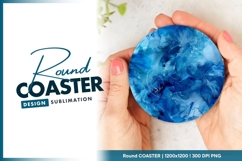 Abstract Blue Alcohol Ink Round Coaster Product Image 1
