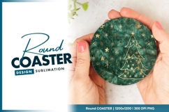 Emerald Green And Gold Christmas Round Coaster Product Image 1