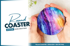 Colorful ink flow abstract round coaster png Product Image 1