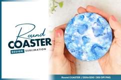 Blue Ice Hearts Round Coaster Background Product Image 1