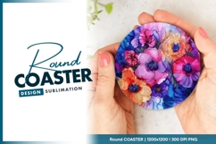 Watercolor Floral Bouquet Illustration Round Coaster Design Product Image 1