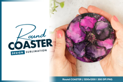 Pink and purple floral round coaster png Product Image 1