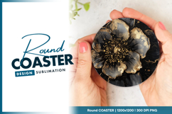 Black and gold floral round coaster png Product Image 1