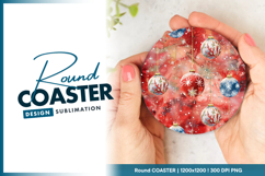 Christmas baubles watercolor seamless pattern round coaster Product Image 1